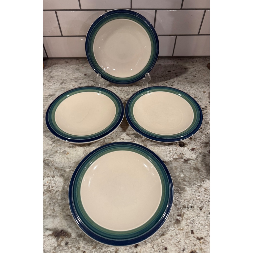 Pfaltzgraff Ocean Breeze Bread and Butter Plates Set of 4 Teal Green Cream 6.75"